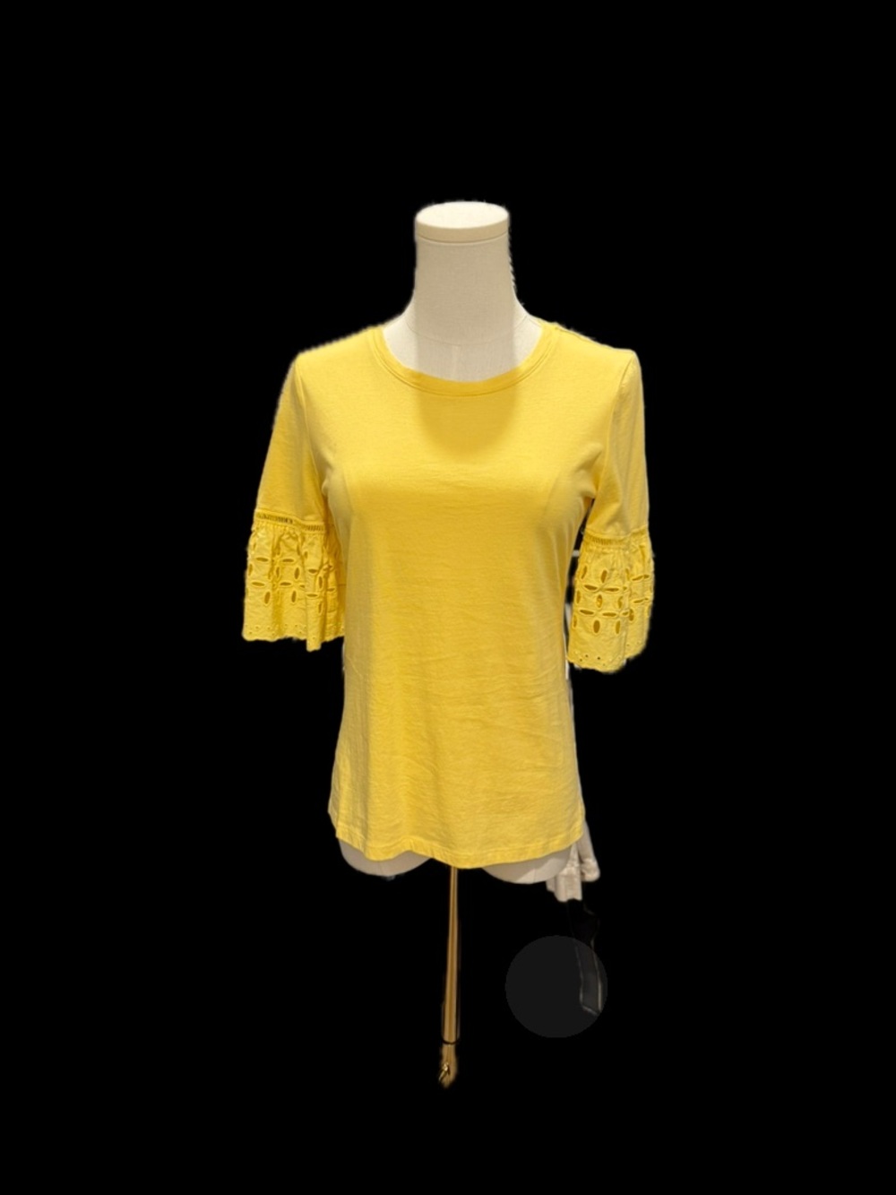 Ann Taylor Yellow Crochet Bell-Sleeve Tee